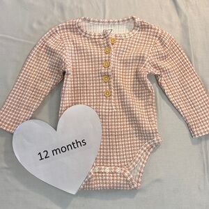 Rachel Zoe - Pink Long sleeve Houndstooth Kids Bodysuit Onesie top